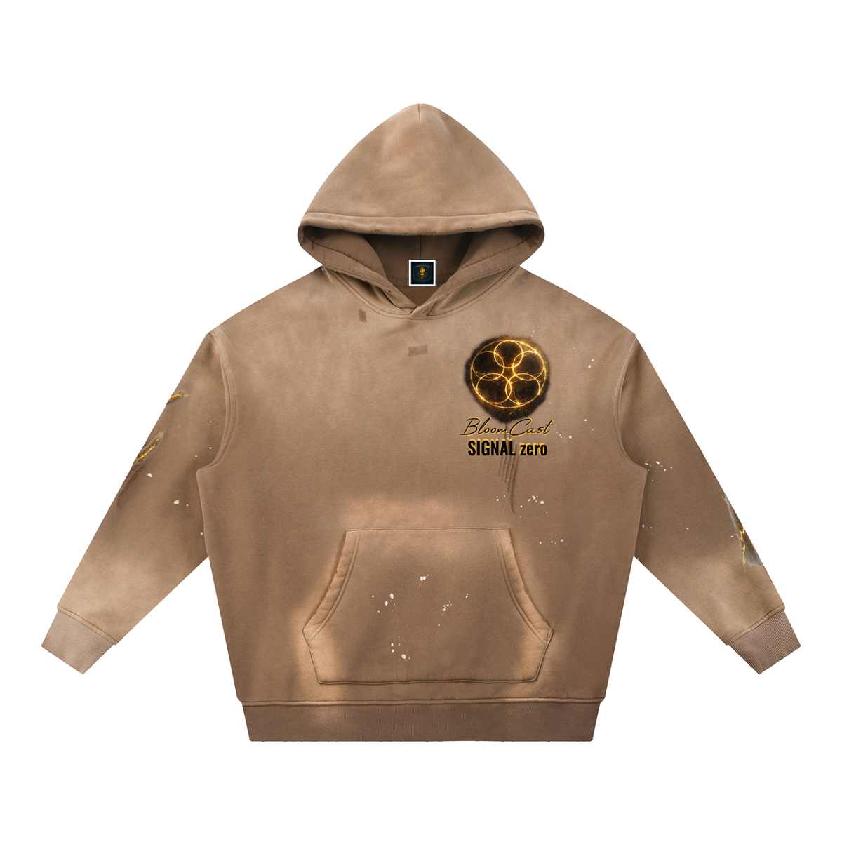 Bloomcast SIGNAL Zero Transmission.001 (Halo and Hidden Nirvana Smile) Vintage Sun Frayed Hoodie