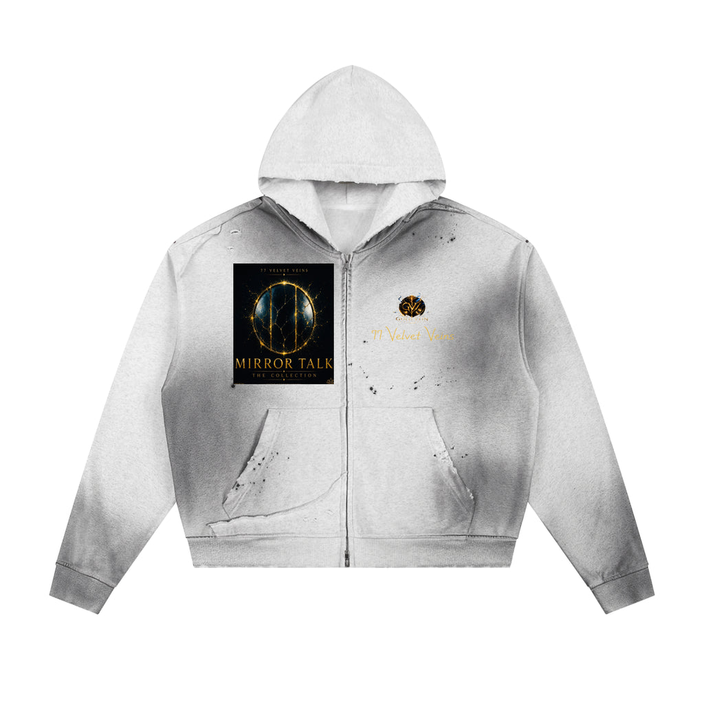 77 VV (Mirror Talk Complete Collection) Tri Mirror Portal Sun Worn and Frayed Hoodie