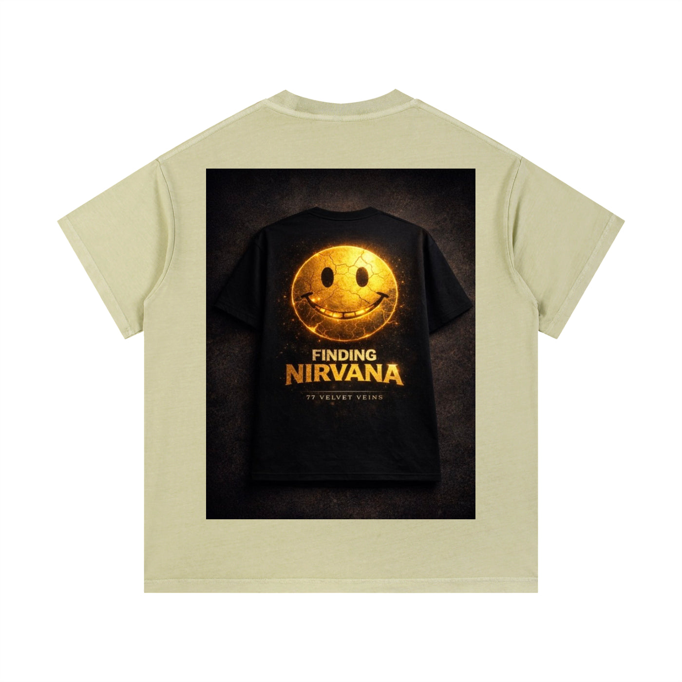77 VV Shirt on Shirt Backrooms Style (Finding Nirvana) Smiling Gold Vein Vintage Wash Tee