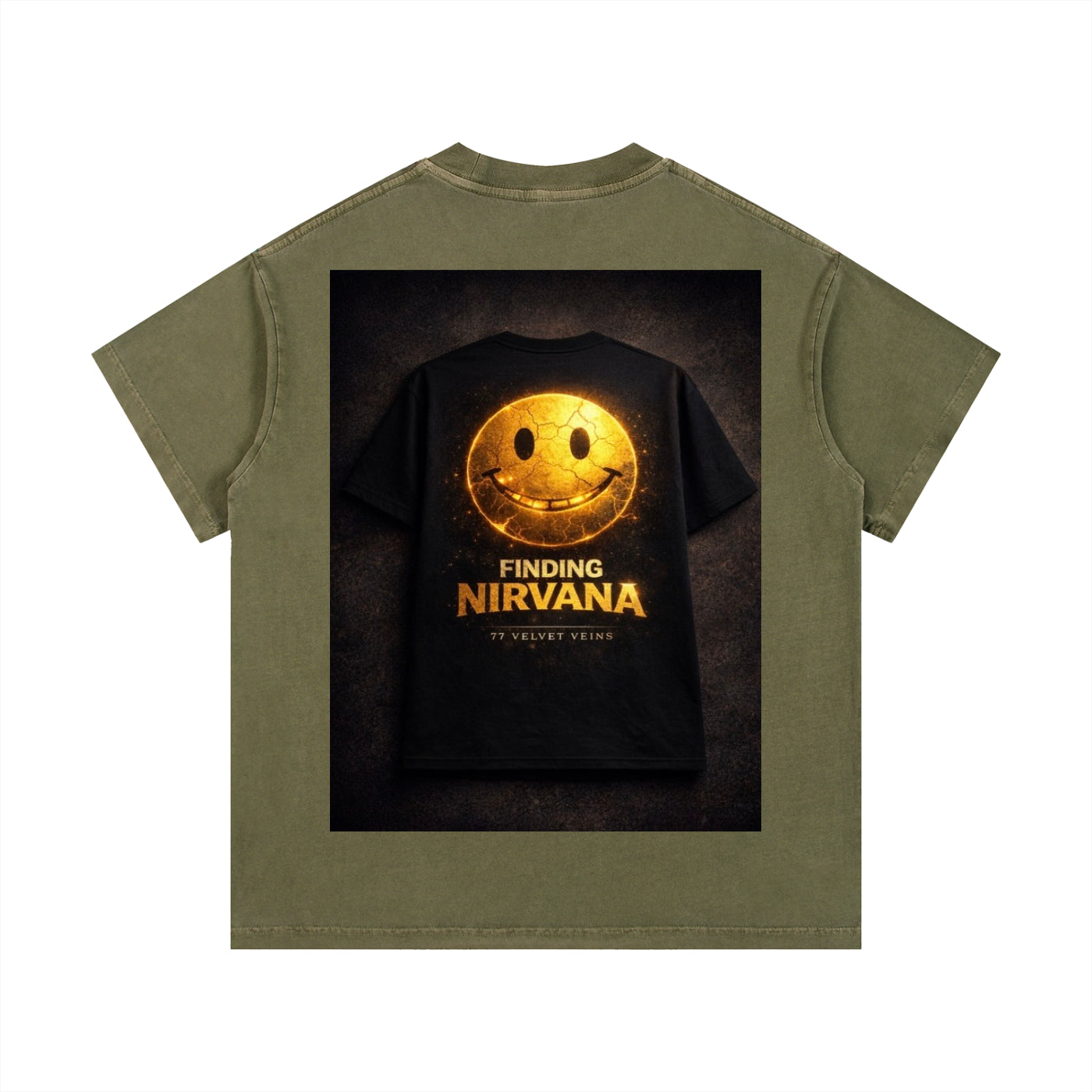 77 VV Shirt on Shirt Backrooms Style (Finding Nirvana) Smiling Gold Vein Vintage Wash Tee