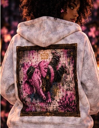 CBE|HS (Mr. Pink House of Spiders Portrait) Grunge Washed Zip-Up Fleece Hoodie