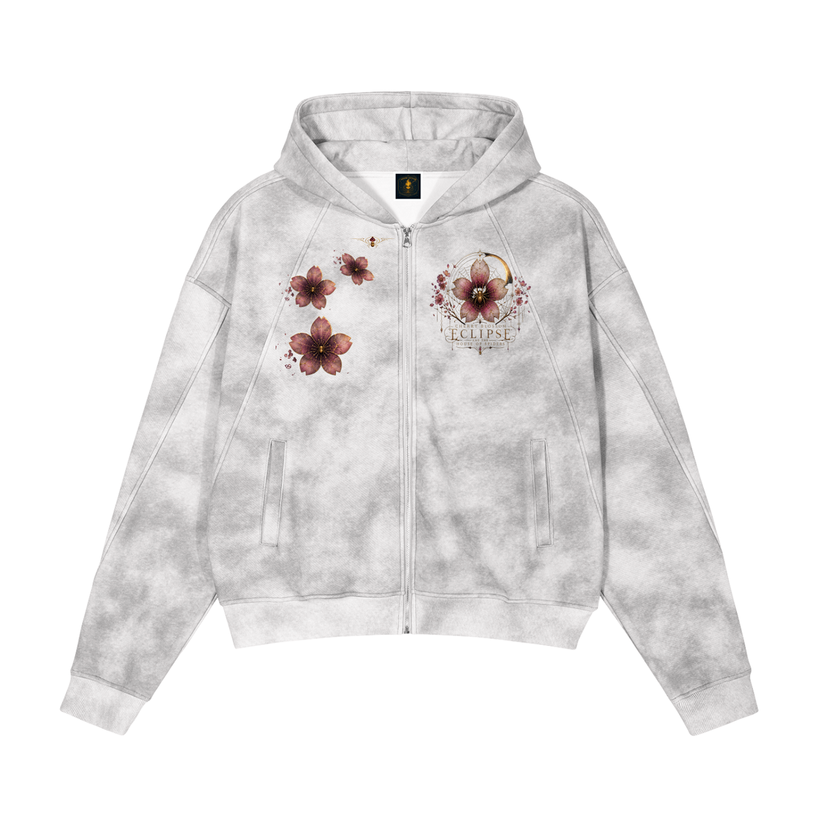 CBE|HS (Mr. Pink House of Spiders Portrait) Grunge Washed Zip-Up Fleece Hoodie