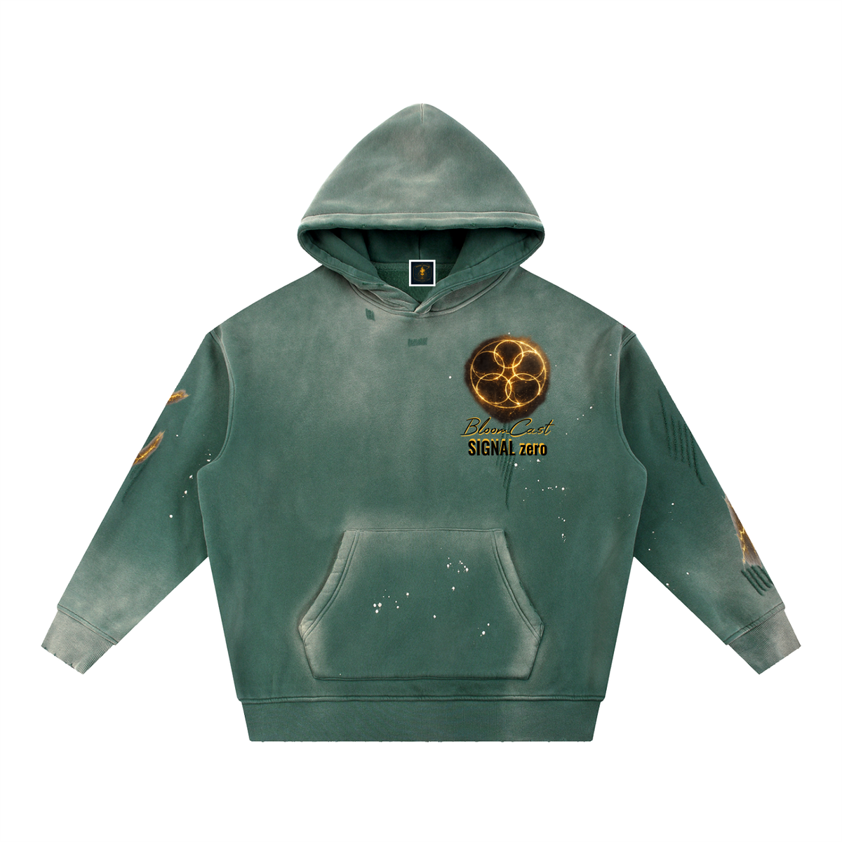 Bloomcast SIGNAL Zero Transmission.001 (Halo and Hidden Nirvana Smile) Vintage Sun Frayed Hoodie