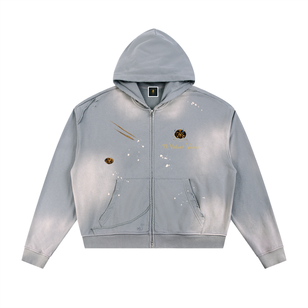 77 VV (Mirror Talk Complete Collection) Tri Mirror Portal Sun Worn and Frayed Hoodie