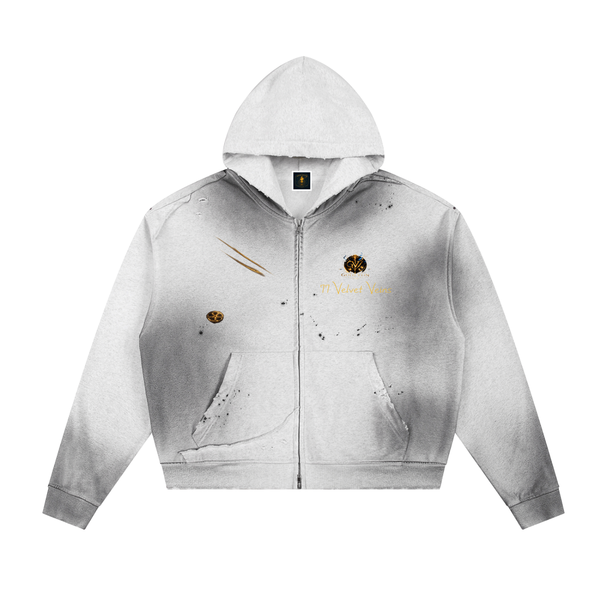 77 VV (Mirror Talk Complete Collection) Tri Mirror Portal Sun Worn and Frayed Hoodie