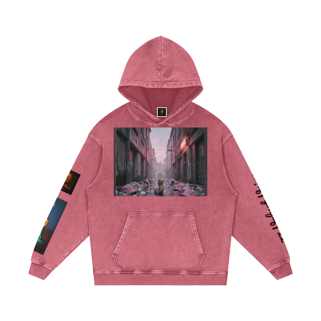 77 VV Iconic Little Worm (What are you thinking?) Garden Snow Washed Hoodie