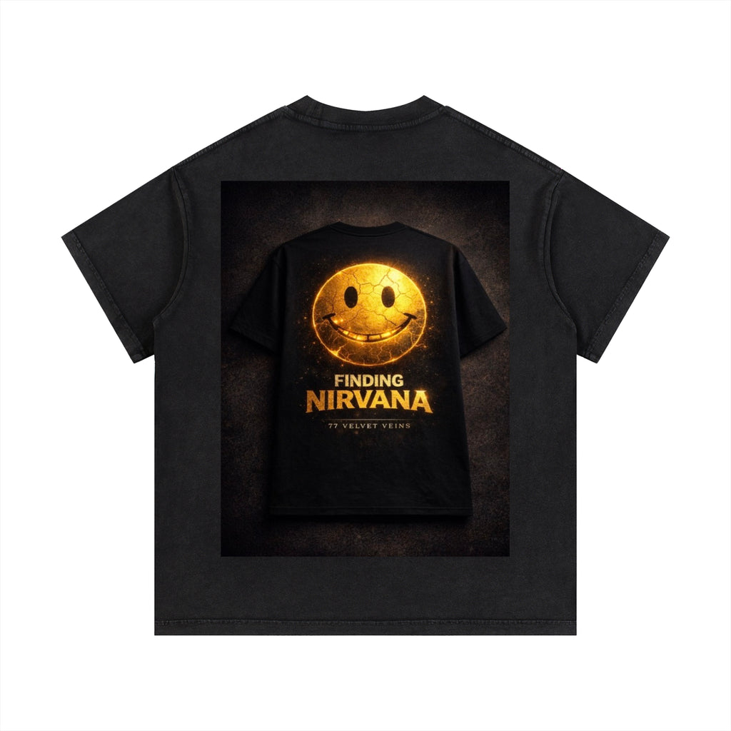 77 VV Shirt on Shirt Backrooms Style (Finding Nirvana) Smiling Gold Vein Vintage Wash Tee