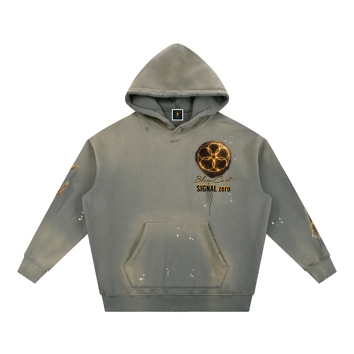 Bloomcast SIGNAL Zero Transmission.001 (Halo and Hidden Nirvana Smile) Vintage Sun Frayed Hoodie