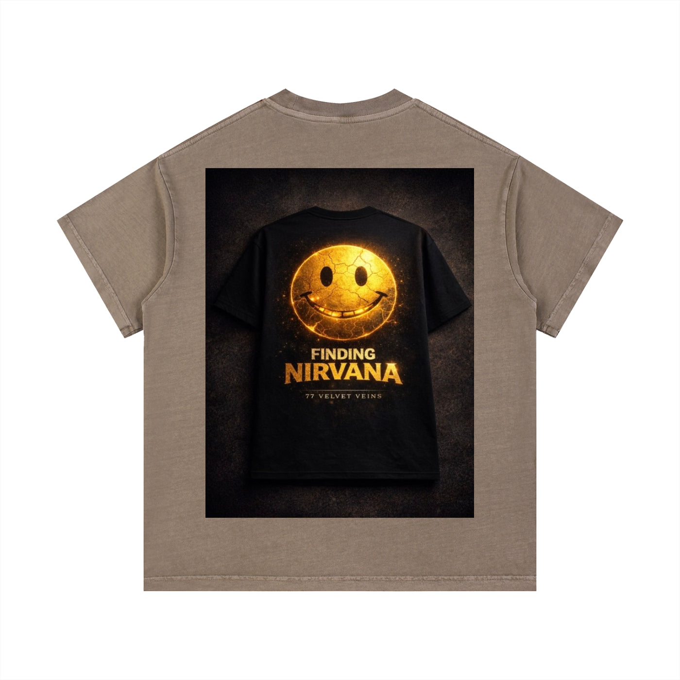 77 VV Shirt on Shirt Backrooms Style (Finding Nirvana) Smiling Gold Vein Vintage Wash Tee
