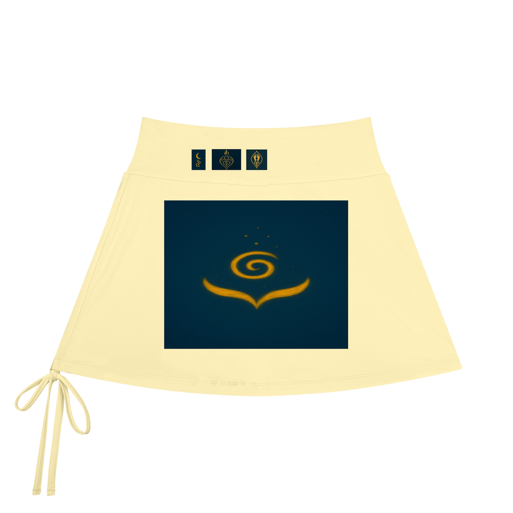 Garden GLYPHS ( Rivers Moons Flowers Cosmos Wings ) Women's Veyun-Line Yoga Skort