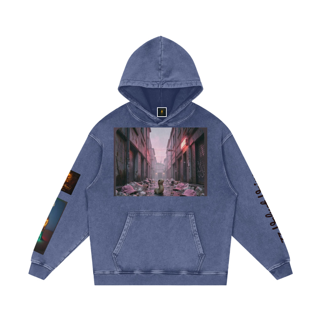 77 VV Iconic Little Worm (What are you thinking?) Garden Snow Washed Hoodie